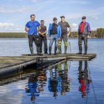 Punkaharjun Puutyöntekijät ao. 744:n laituritalkoissa Heikki Jaatinen, Janne Jokinen, Janne Jaatinen, Aki Rinkinen ja Markku Silventoinen.